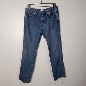 Free People Button Fly Cropped Jeans